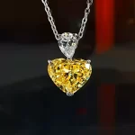 5ct Crushed Ice Heart Citrine Necklace