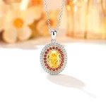 3ct Oval Crushed Ice Citrine Necklace