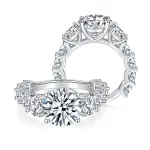 Moissanite 8.0carat Three Stone Round Diamond Ring