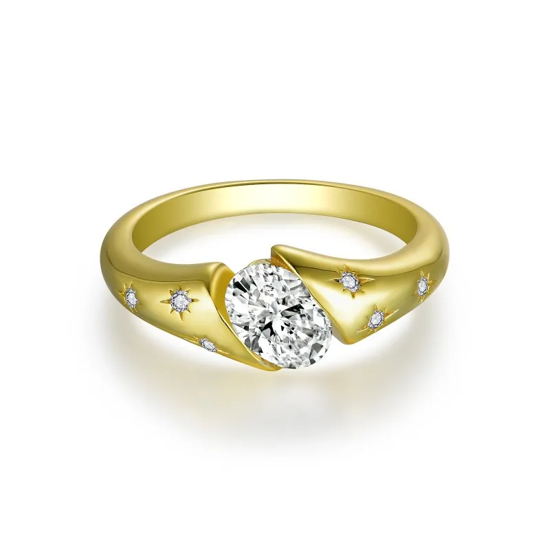 Moissanite 1.0carat Gold Oval Diamond Ring