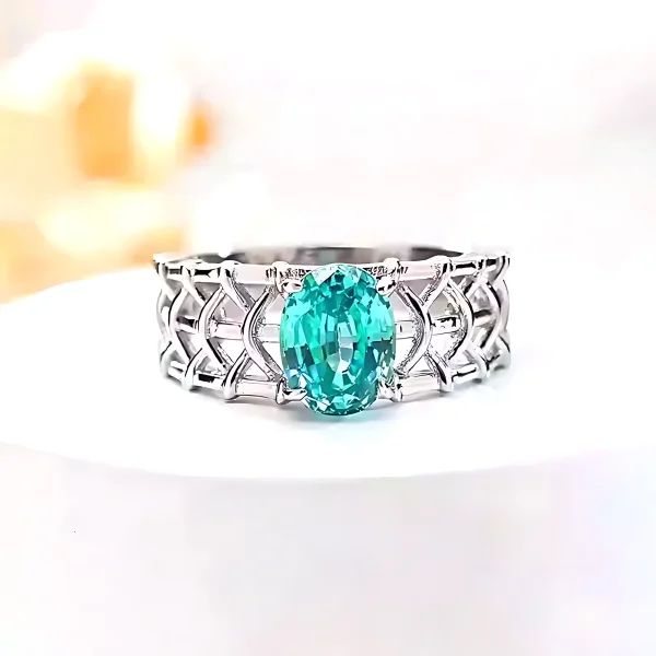 Hollow Weave 2ct Oval Aquamarine Ring Hollow Weave 2ct Oval Aquamarine Ring