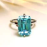 5ct Emerald Cut Aquamarine Ring