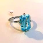 5ct Emerald Cut Aquamarine Ring