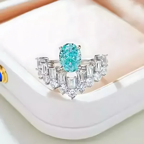2ct Princess Crown Oval Aquamarine Ring