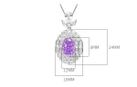 5ct Halo Setting Round Amethyst Necklace