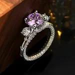 2ct Three Stones Round Amethyst Ring