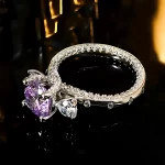 2ct Three Stones Round Amethyst Ring