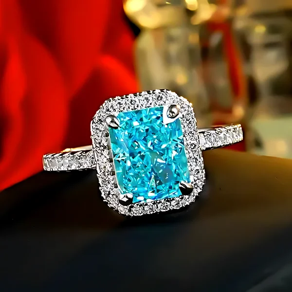 3ct Halo Radiant Cut Amethyst Ring