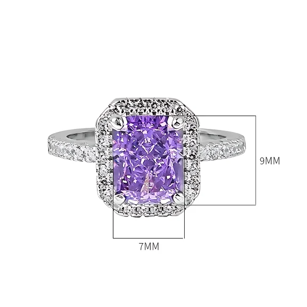 3ct Halo Radiant Cut Amethyst Ring