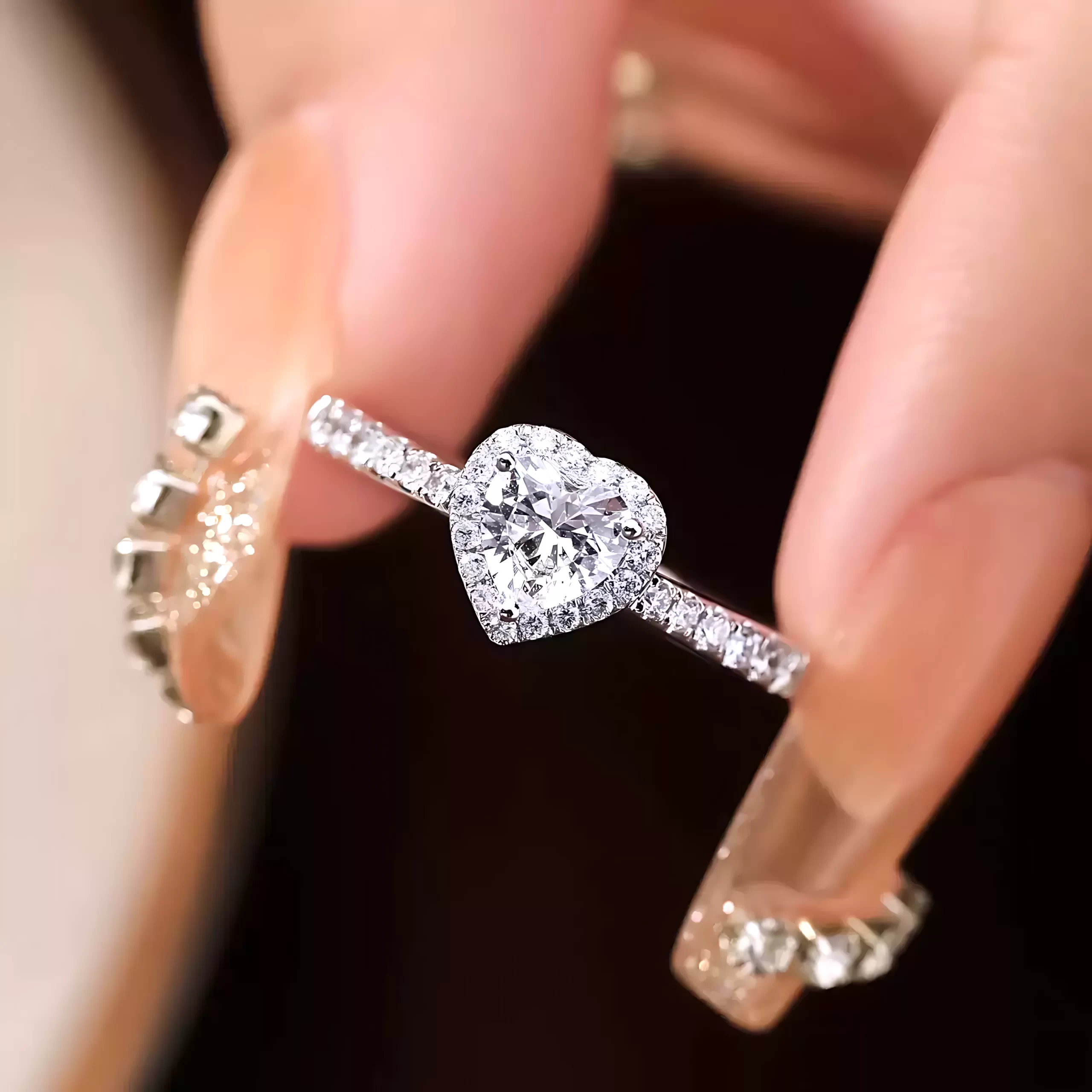 Halo Setting Heart Diamond Ring