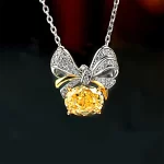 3ct Butterfly Crushed Ice Citrine Necklace