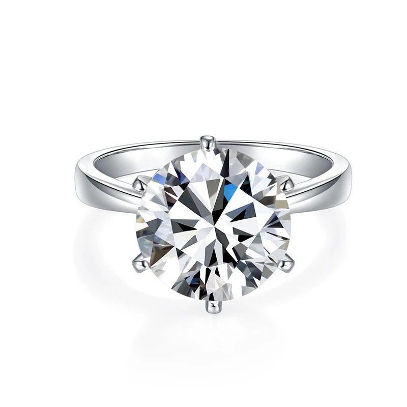 Moissanite 5.0carat 6-Prong Solitaire Round Diamond Ring