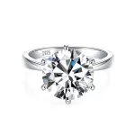 Moissanite 5.0carat 6-Prong Solitaire Round Diamond Ring