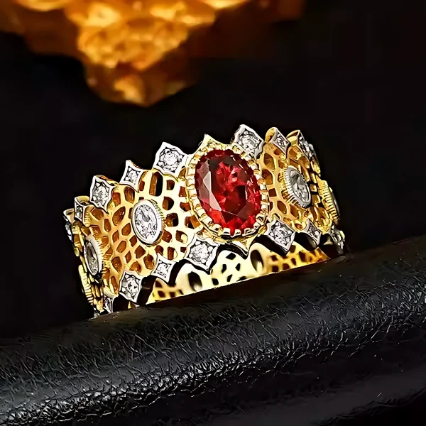 Gold Plated Wide 1ct Ruby Ring