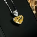 5ct Crushed Ice Heart Citrine Necklace