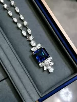 16ct Asscher Cut Sapphire Necklace