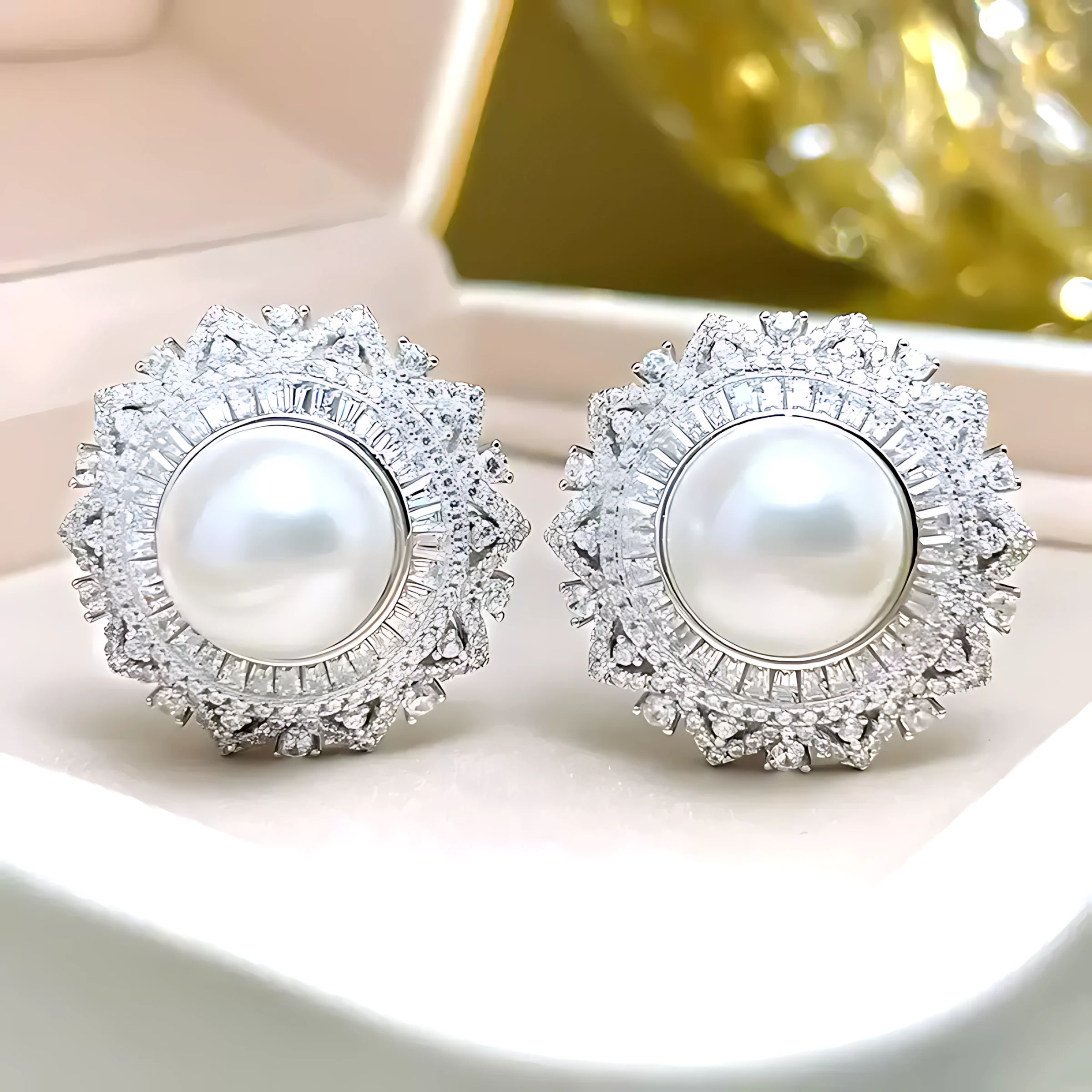 10ct Round Pearl Stud Earrings