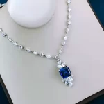 16ct Asscher Cut Sapphire Necklace