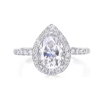 Moissanite 1.5carat Pear Halo Diamond Ring