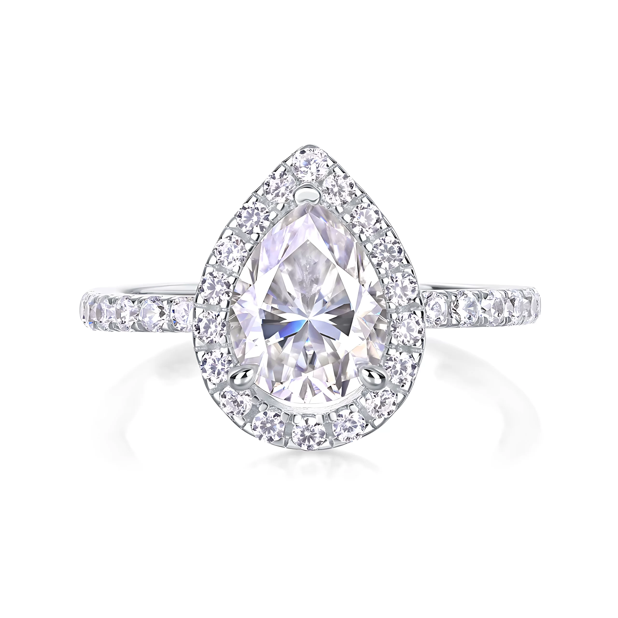 Moissanite 1.5carat Pear Halo Diamond Ring