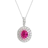 4ct Halo Setting Round Pink Tourmaline Necklace