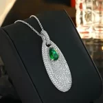 2ct Teardrop Leaf Emerald Necklace