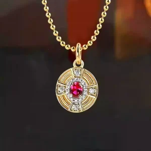 S925 Sterling Silver Halo Setting Round Pink Tourmaline Necklace S925 Sterling Silver Halo Setting Round Pink Tourmaline Necklace