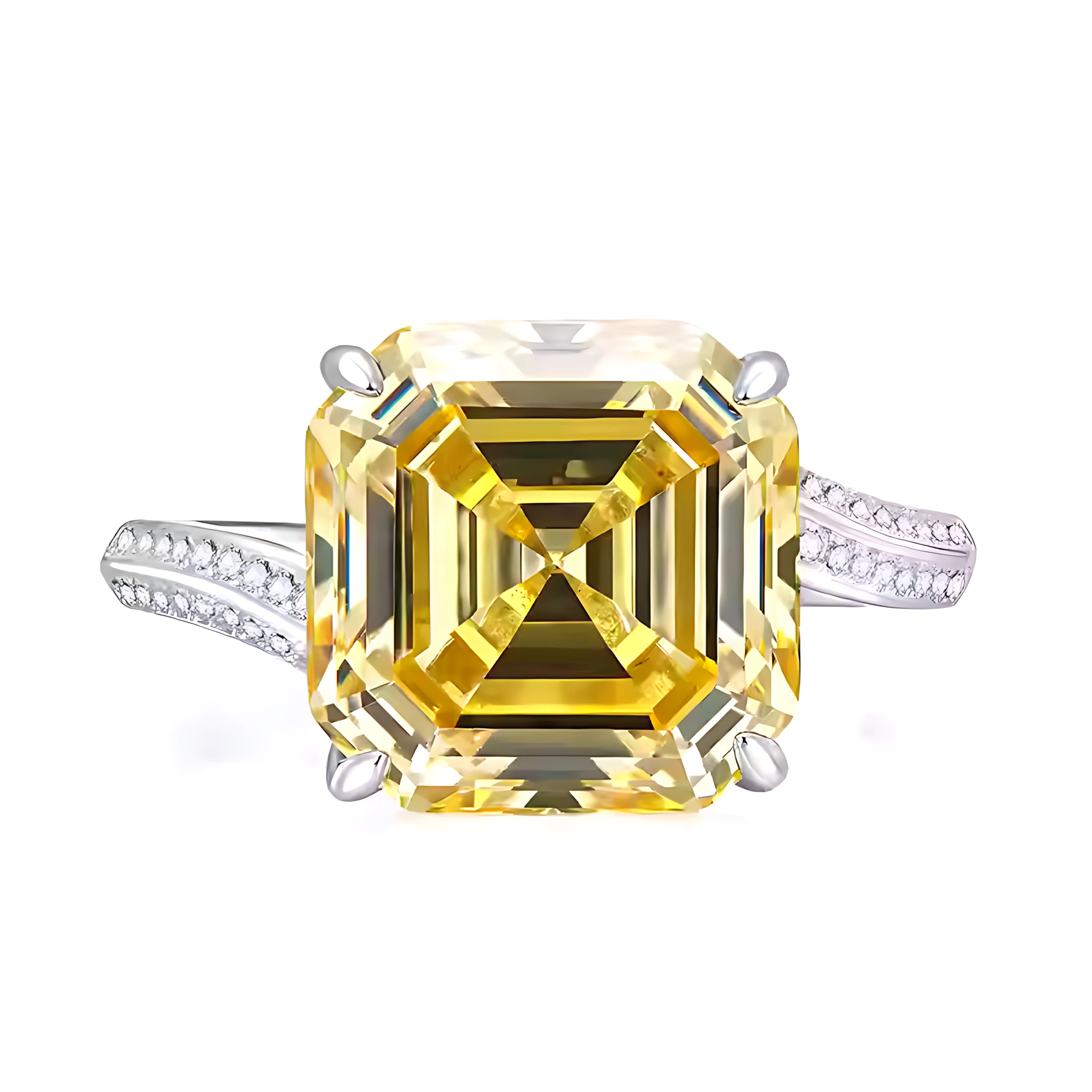 10ct Asscher Cut Citrine Ring