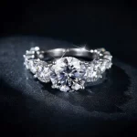 Moissanite 8.0carat Three Stone Round Diamond Ring