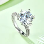 Moissanite 5.0carat 6-Prong Round Diamond Ring