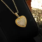 Heart Gold Full Diamond Necklace