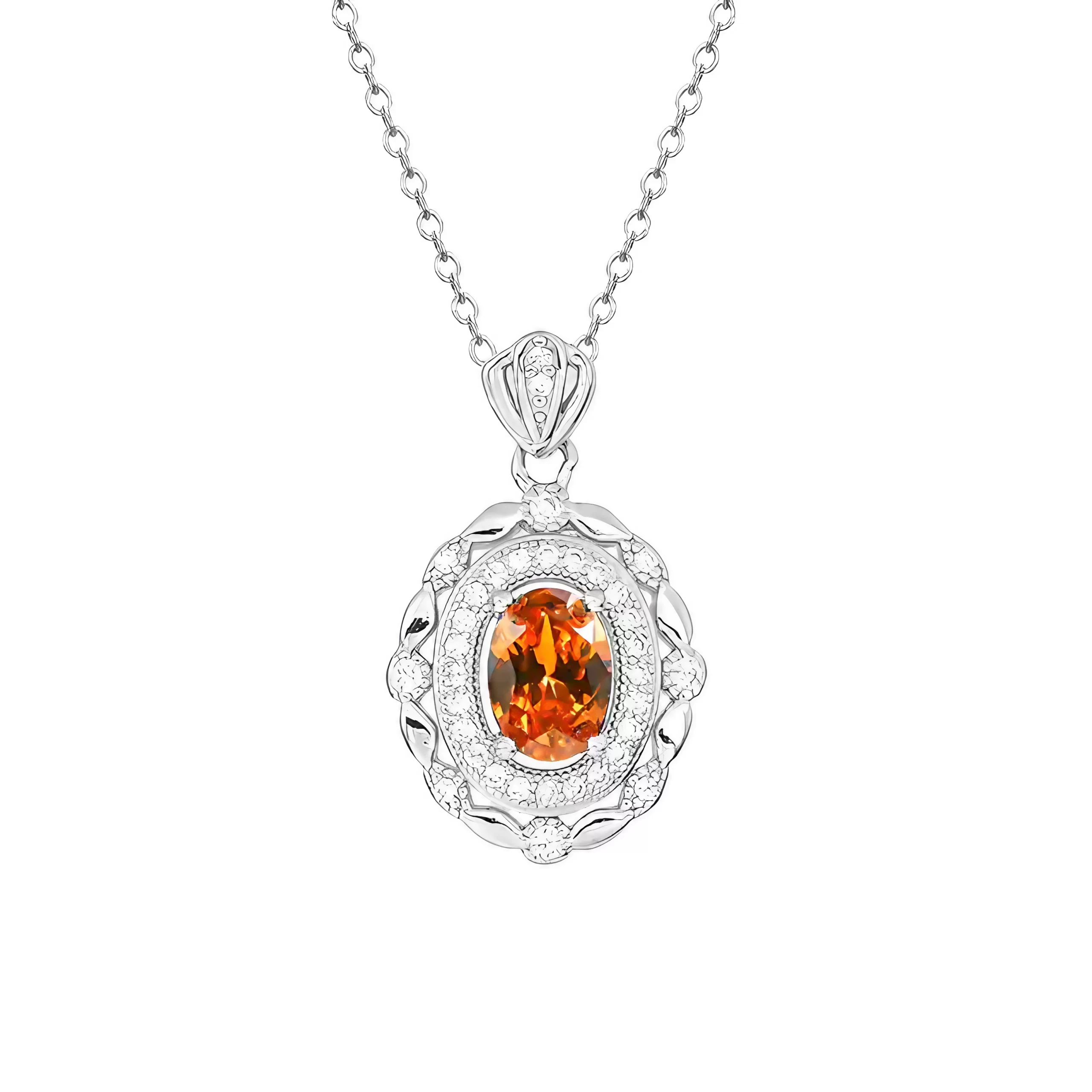 1ct Platinum Orange Citrine Necklace