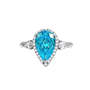 3ct Halo Pear Blue Topaz Ring 3ct Halo Pear Blue Topaz Ring