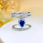 Three Layers 1ct Pear Sapphire Ring