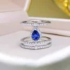 Three Layers 1ct Pear Sapphire Ring