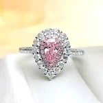 0.9ct Halo Pear Pink Diamond Ring