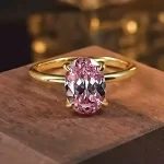 3.5ct Gold Plated Oval Pink Diamond Ring