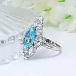 4ct Halo Pear Aquamarine Ring