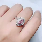 0.9ct Halo Pear Pink Diamond Ring