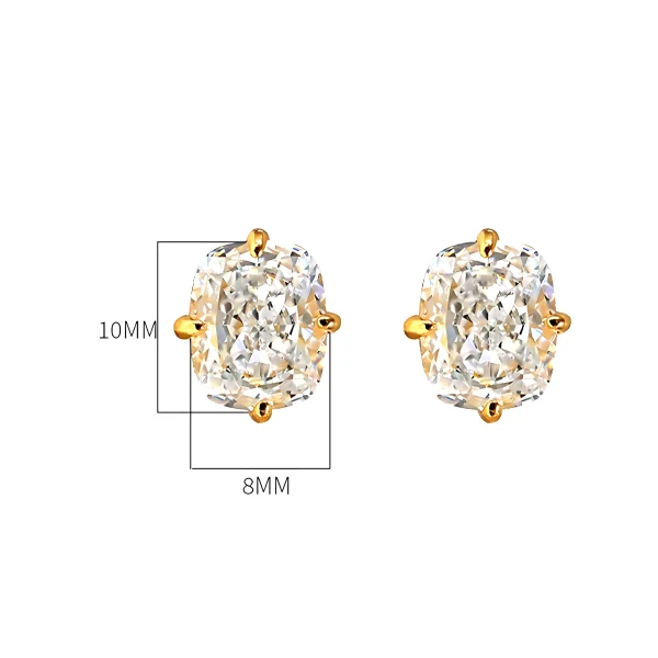18K Gold Plated 4ct Diamond Earrings