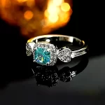 0.8ct Three Stone Aquamarine Ring