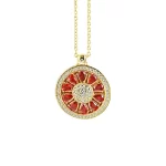 Sunflower Teardrop Ruby Round Necklace