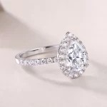 Moissanite 1.5carat Pear Halo Diamond Ring