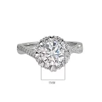 Moissanite Halo Round 8-Prong 1.2carat Diamond Ring