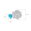 Open Camellia 3ct Pear Blue Topaz Ring