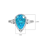 3ct Halo Pear Blue Topaz Ring