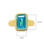 Gold Plated 5ct Emerald Cut Blue Topaz Ring