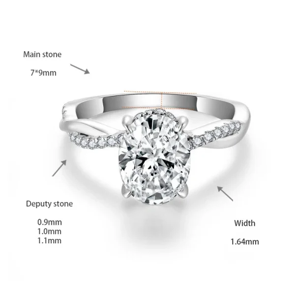 Moissanite 2.0carat Switch Oval Diamond Ring