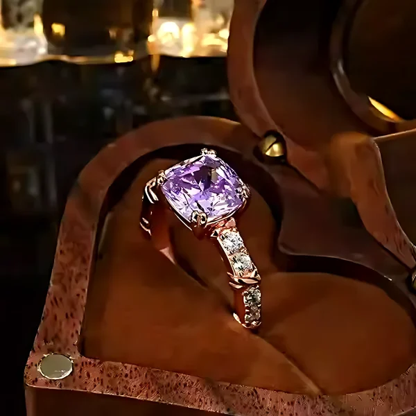 Gold Plated 4ct Amethyst Ring