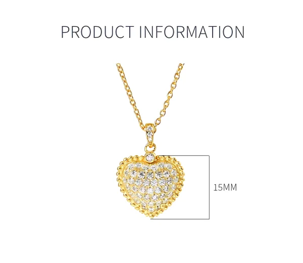 Heart Gold Full Diamond Necklace